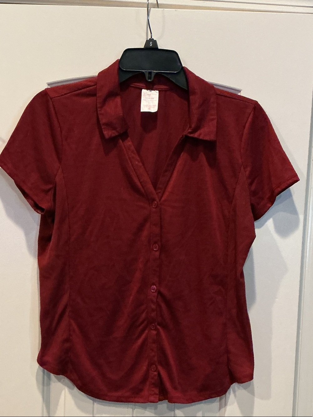 No Boundaries Short-Sleeve Button-Down Shirt - Burgundy